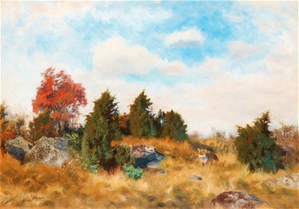Bruno Liljefors - Höstbacke med räv 1919