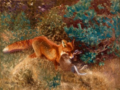 Bruno Liljefors - Räv med slagen hare 1913