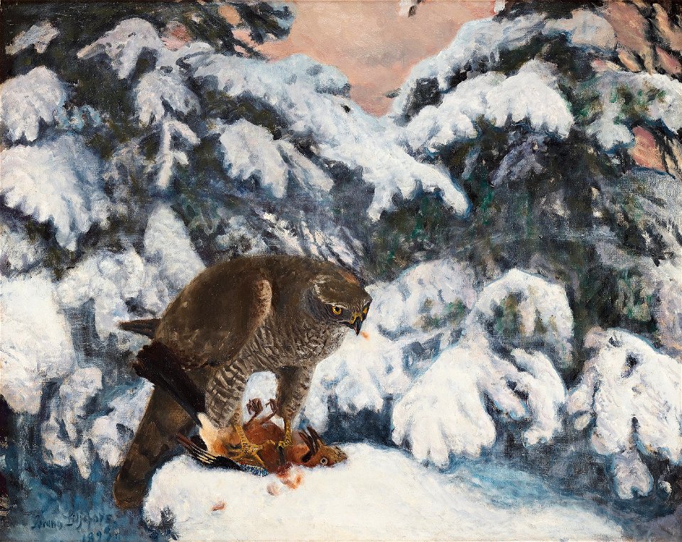 Bruno Liljefors - Duvhök med byte 1893
