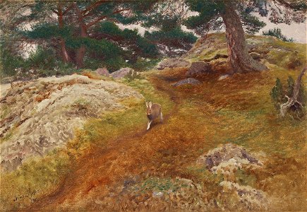 Bruno Liljefors - Landskap med hare 1907