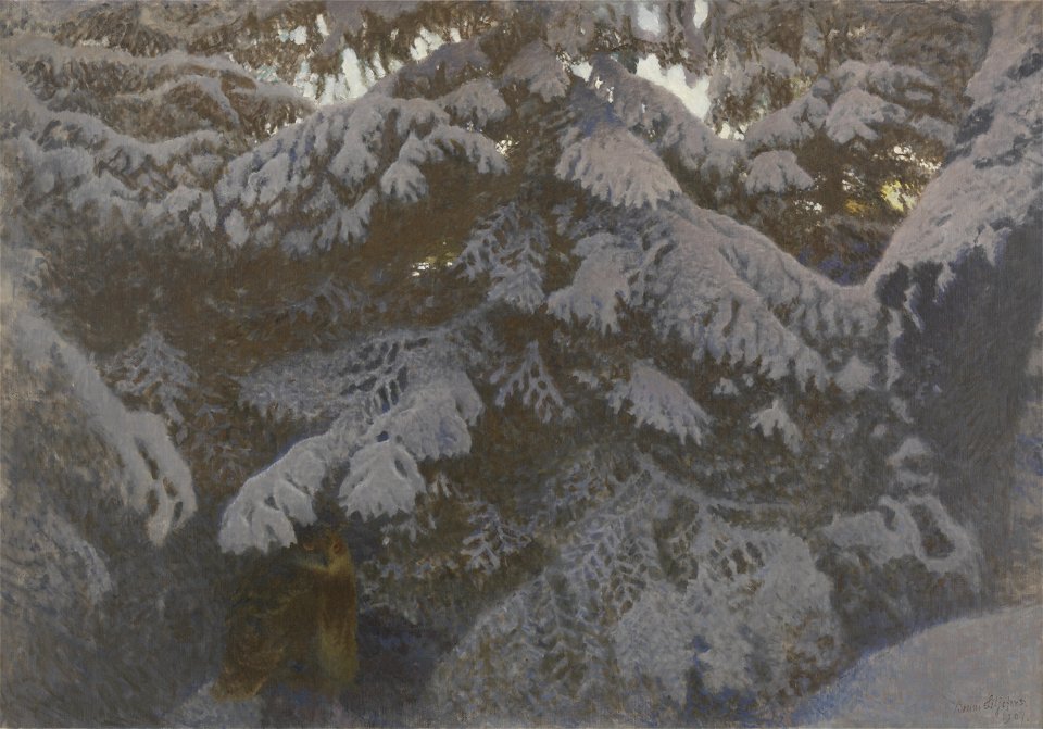 Bruno Liljefors - Oehoe onder besneeuwde sparren - 0516 - Rijksmuseum Twenthe