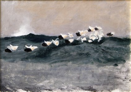 Bruno Liljefors Sketch for Eider Ducks Flying in Formation Thielska 277b