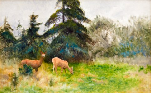Bruno Liljefors - Roe deer in summer greenery 1925