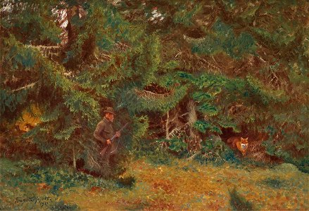 Bruno Liljefors - Jägare och räv 1911