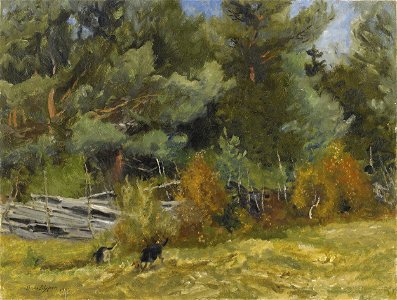 Bruno Liljefors - Scent hounds at fence 1922