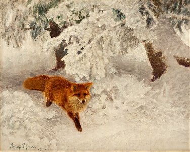 Bruno Liljefors - Vinterlandskap med räv 1905