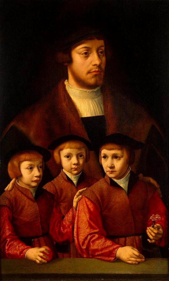 Bartholomäus Bruyn (I) - Portrait of a Man with Three Sons - WGA03662