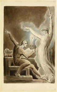 Brutus and Caesar's Ghost, illustration to 'Julius Caesar' IV, iii by William Blake. Free illustration for personal and commercial use.