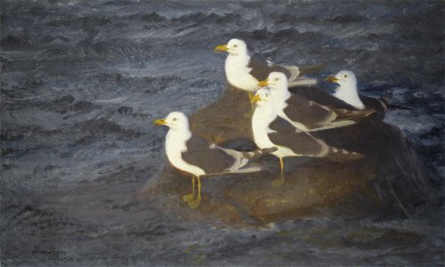 Bruno Liljefors Lesser Black-backed Gulls Resting Thielska 254