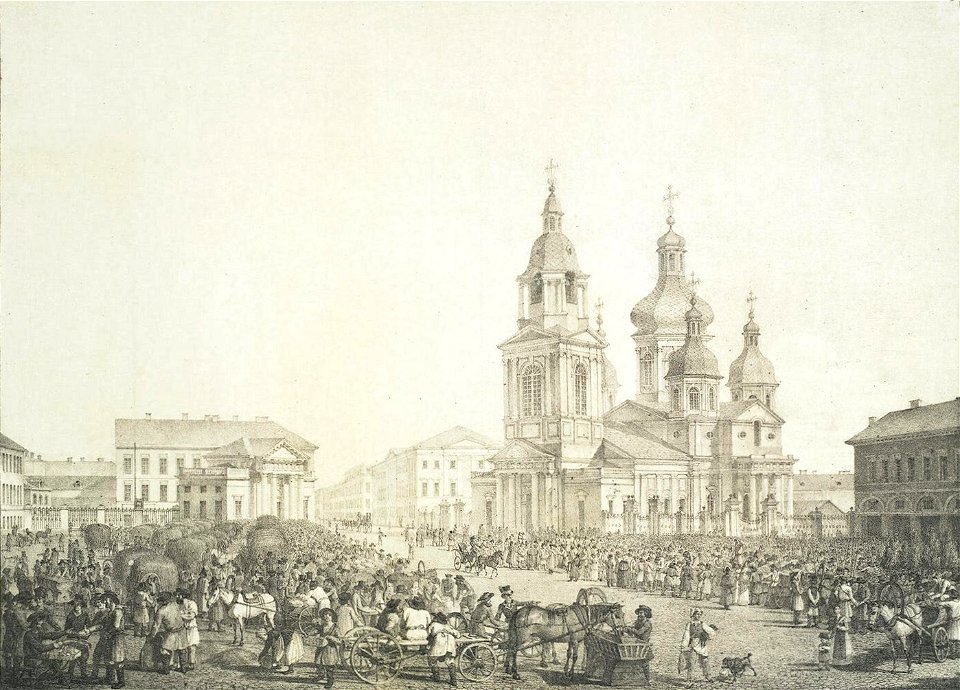 Bryullov A Sennaya Square 1822 cropped