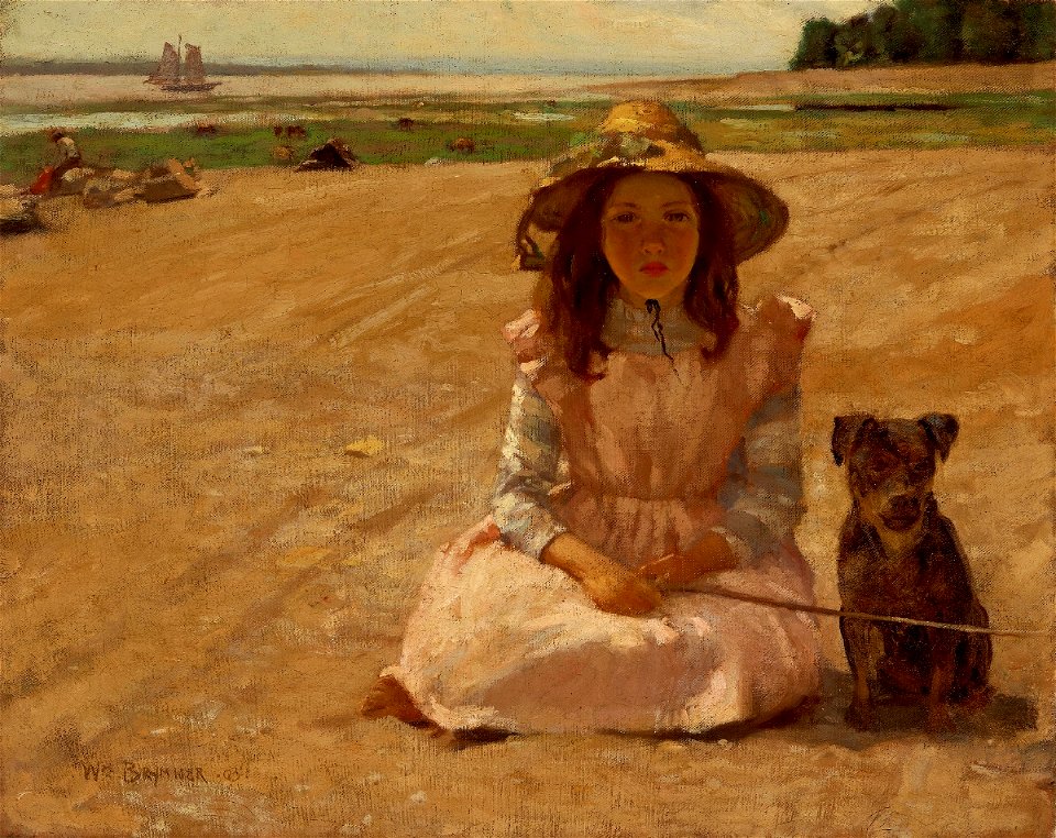 William Brymner - Fillette avec son chien, Bas Saint-Laurent (1905)
