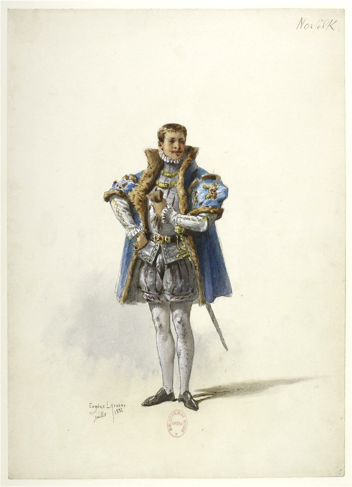 Btv1b84558104 01 - Saint-Saëns - Henry VIII - Maquettes de costumes - Lacoste - 1. Le duc de Norfolk
