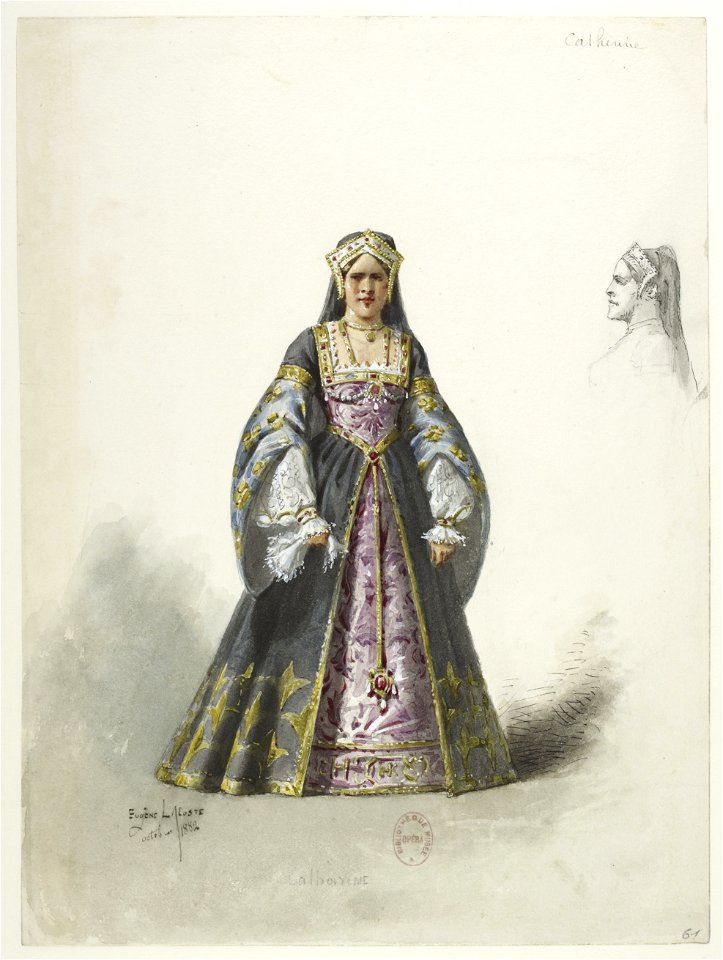 Btv1b84558104 61 - Saint-Saëns - Henry VIII - Maquettes de costumes - Lacoste - 61. Catherine