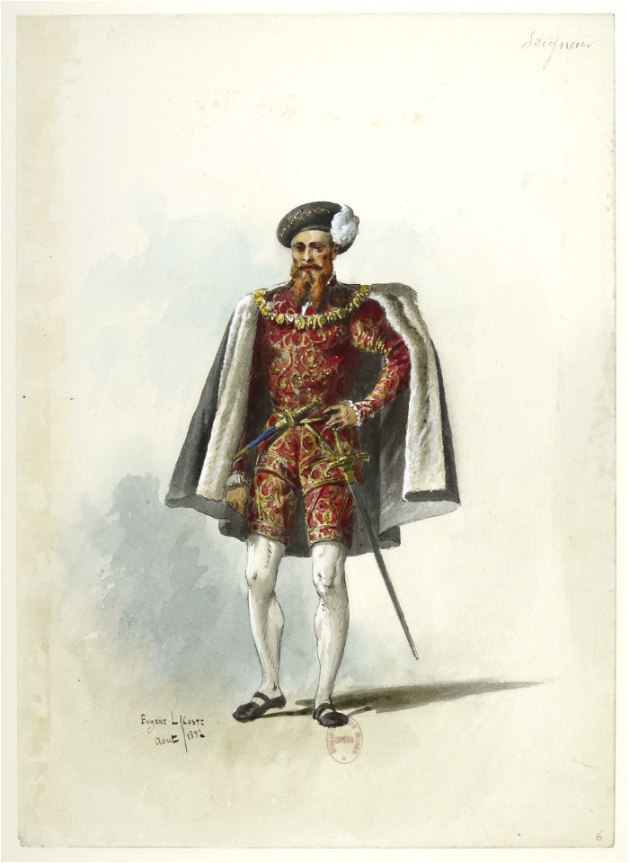 Btv1b84558104 06 - Saint-Saëns - Henry VIII - Maquettes de costumes - Lacoste - 6. Seigneur