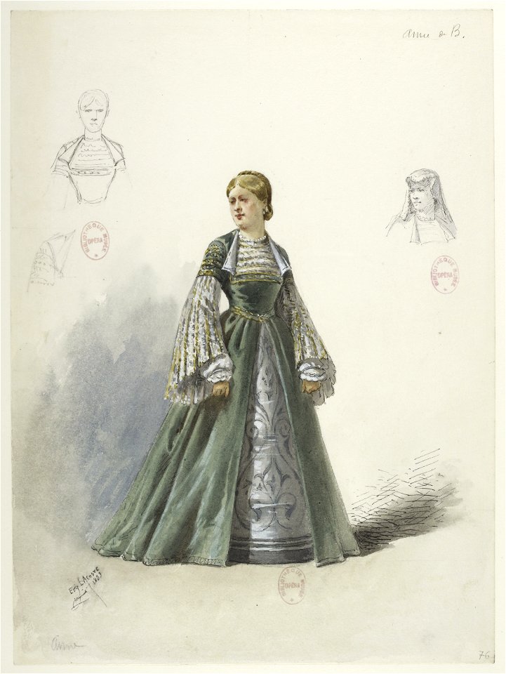 Btv1b84558104 80 - Saint-Saëns - Henry VIII - Maquettes de costumes - Lacoste - 76. Anne de Boleyn
