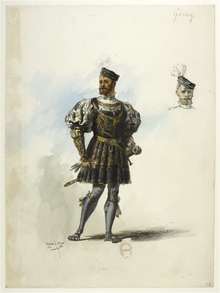 Btv1b84558104 58 - Saint-Saëns - Henry VIII - Maquettes de costumes - Lacoste - 58. Don Gomez de Feria