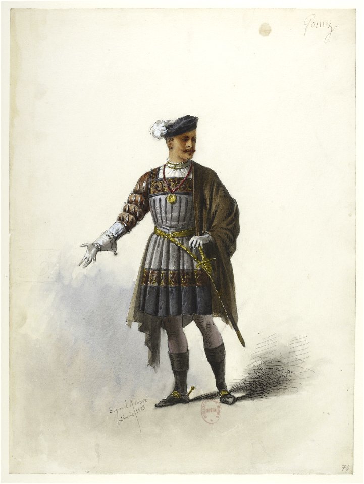 Btv1b84558104 78 - Saint-Saëns - Henry VIII - Maquettes de costumes - Lacoste - 74. Don Gomez de Feria