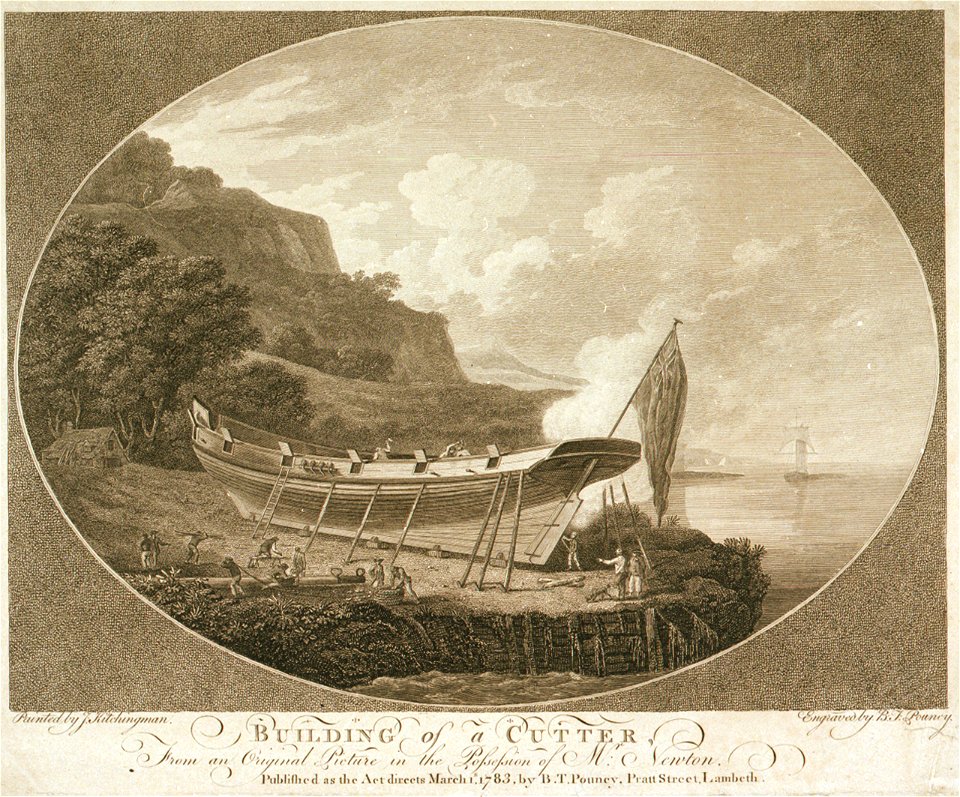 Building of a Cutter, From an original Picture in the Possesion of Mr C Newton RMG PU6014
