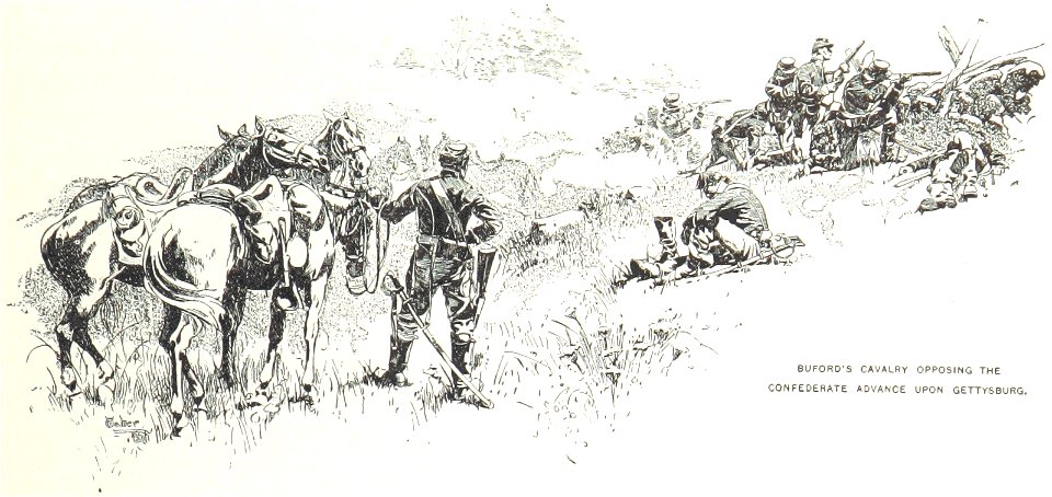 Buford's cavalry opposing the Confederate advance