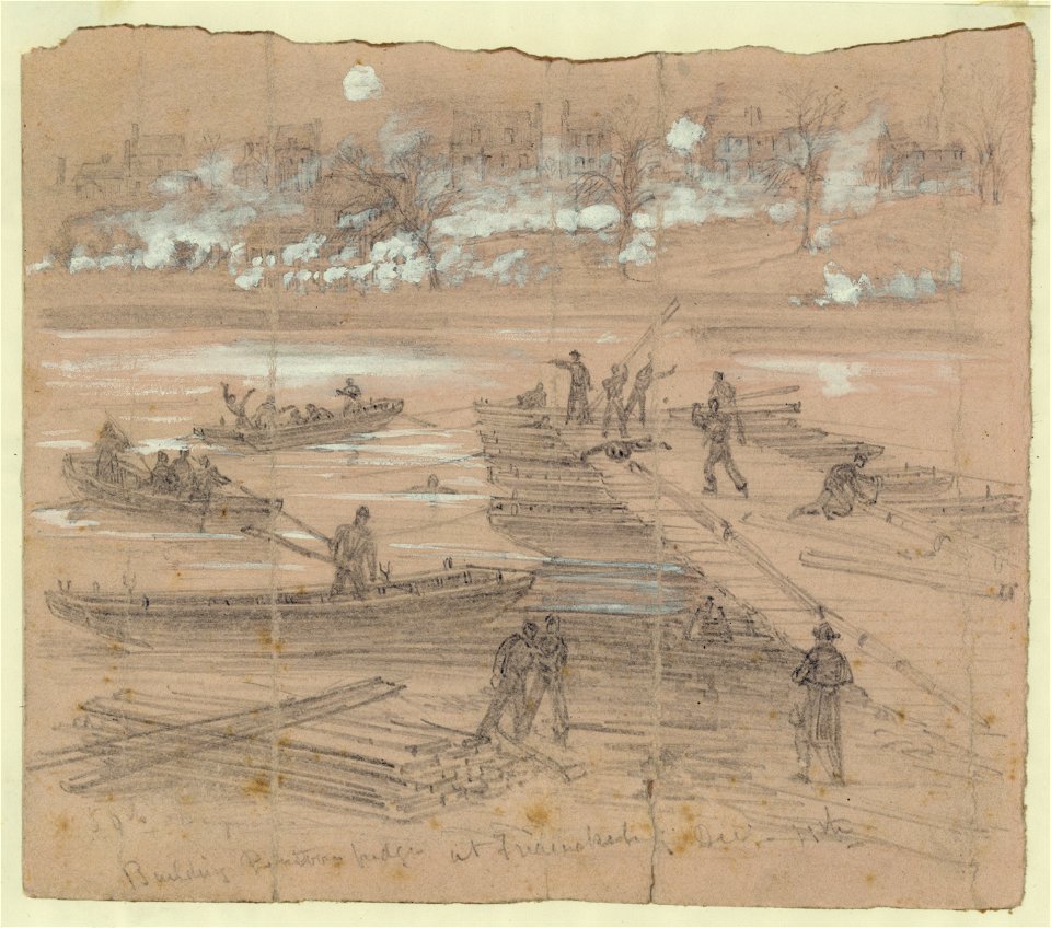 Building pontoon bridges at Fredericksburg Dec. 11th. LCCN2004660225