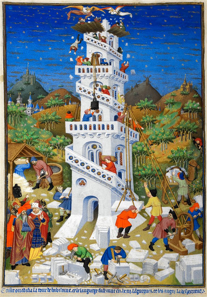 Building of the Tower of Babel - British Library Add MS 18850 f17v (detail)