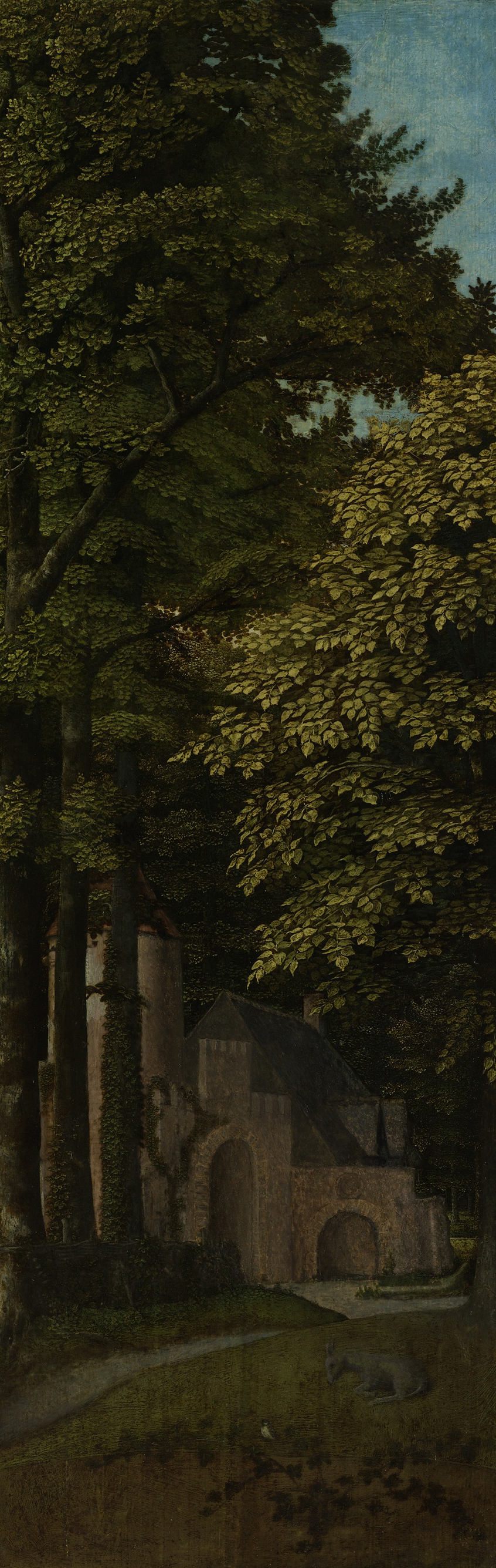 Buitenzijde van de linkervleugel van een drieluik met een bosgezicht Rijksmuseum SK-A-3134