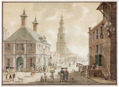 Bulthuis - Grote Markt met waag en herberg Het Gouden Hoofd