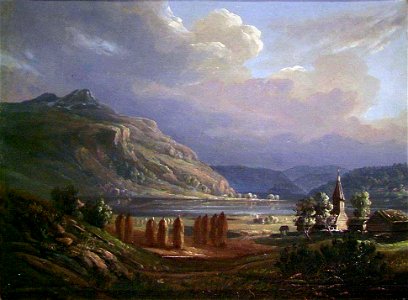 Knud Geelmuyden Bull - Landskap fra Sogn med Gaupne kirke - NG.M.04319 - National Museum of Art, Architecture and Design