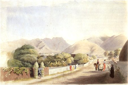 George Henry Burgess - 'Upper Fort Street, Honolulu', watercolor over pencil, 1867, Honolulu Academy of Arts