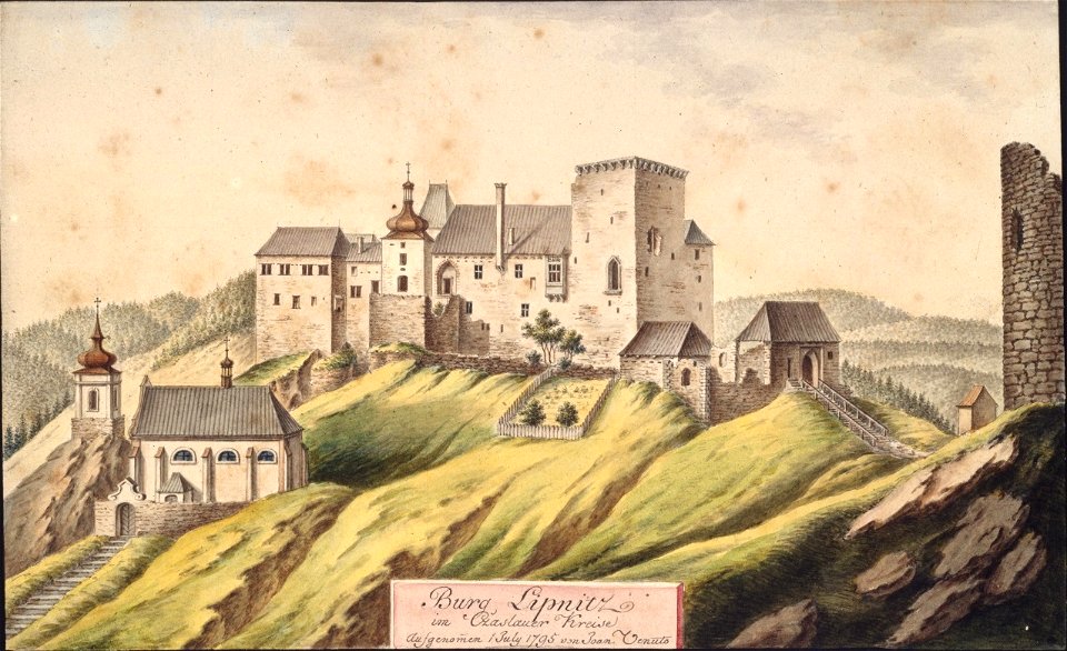 Burg Lipnitz im Cžaslauer Kreise aufgenommen 1 July 1795 von Joan Venuto