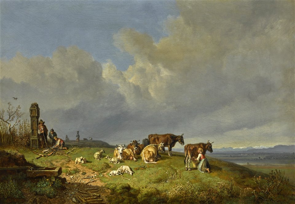 Heinrich Bürkel - Out to pasture (1850s)
