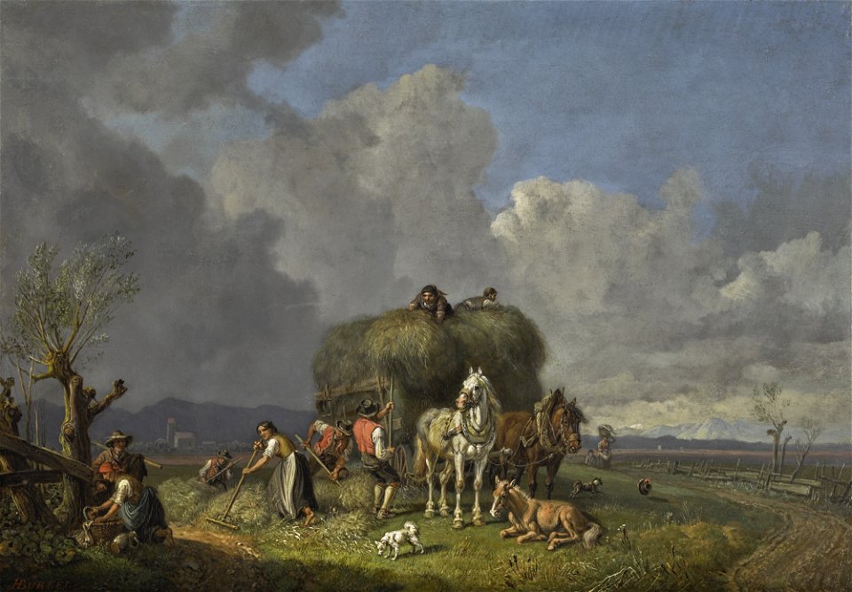 Heinrich Bürkel - Heuernte bei heranziehendem Gewitter (1855)