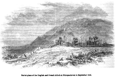 Burial-place of the English and French killed at Petropaulovak in september 1854. George Dodd. Pictorial history of the Russian war 1854-5-6