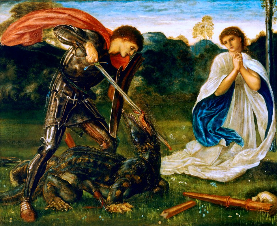 The Fight -- St George Kills the Dragon VI (Burne-Jones)
