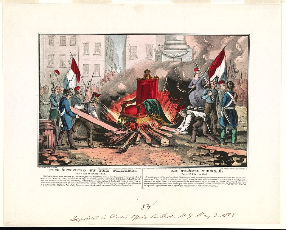 Burning of the throne -Paris 25th February 1848 Le Trôné- brulé Pàris 25 février 1848 LCCN90714140