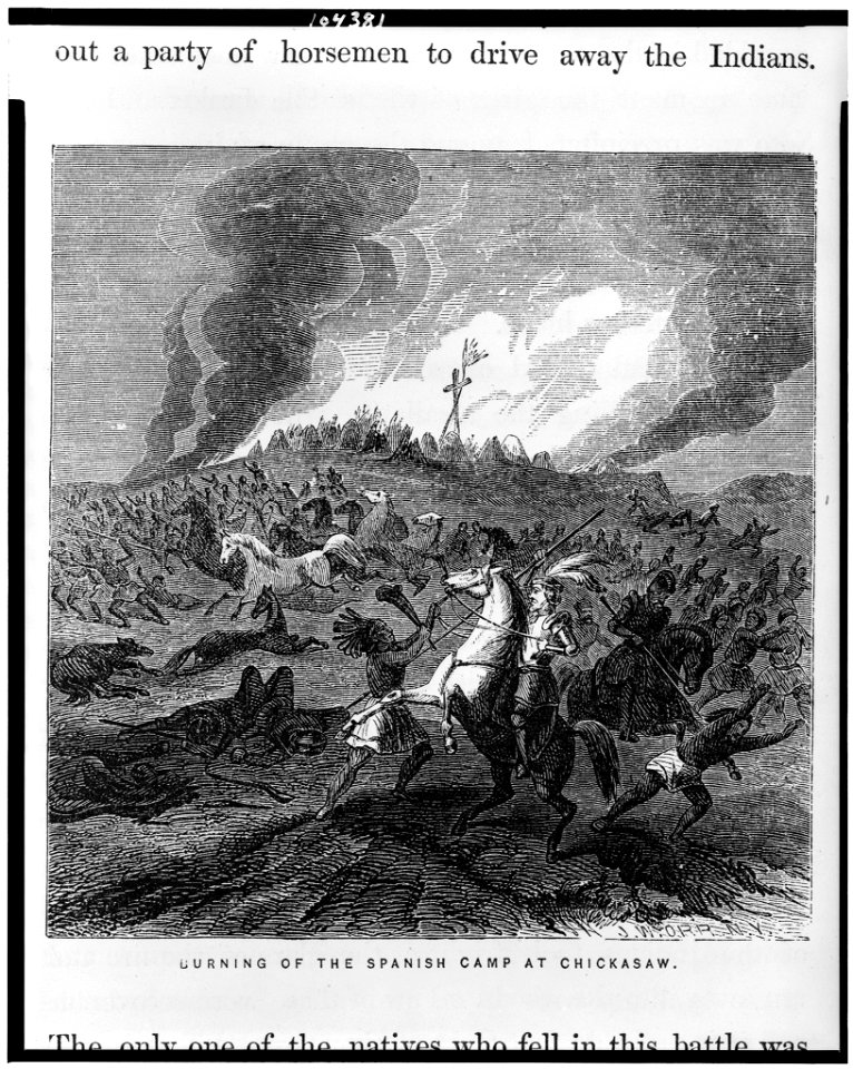 Burning of the Spanish camp at Chickasaw - J.W. Orr, N.Y. LCCN91794417