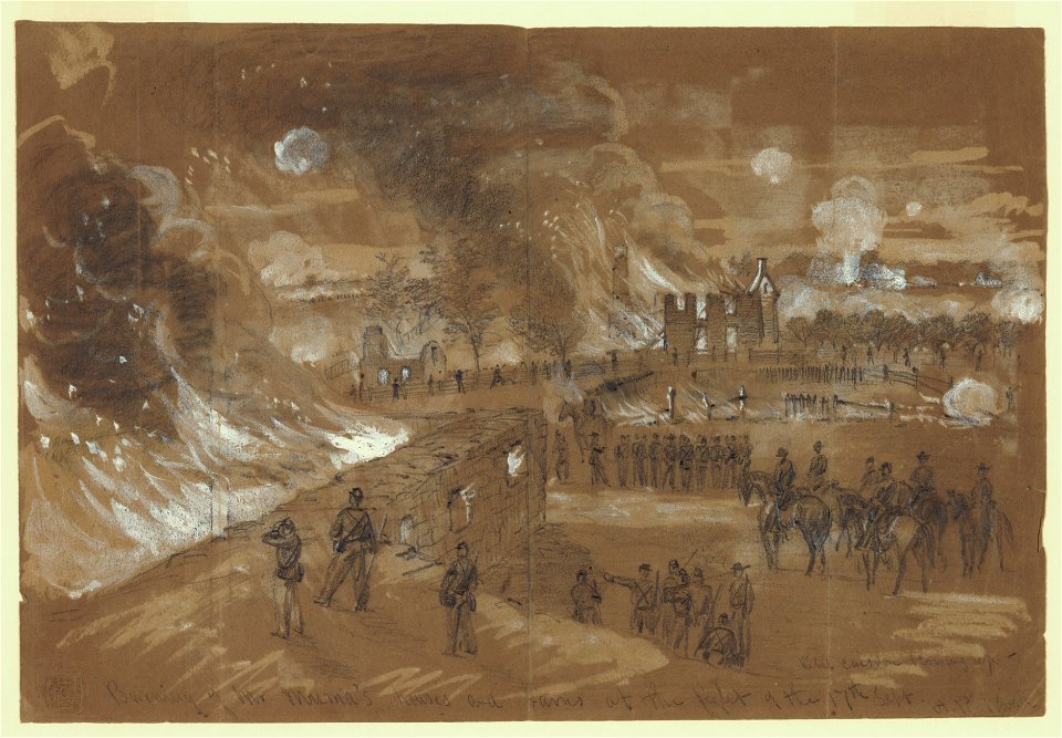 Burning of Mr. Muma's (sic) houses and barns at the fight of the 17th of Sept. LCCN2004660362