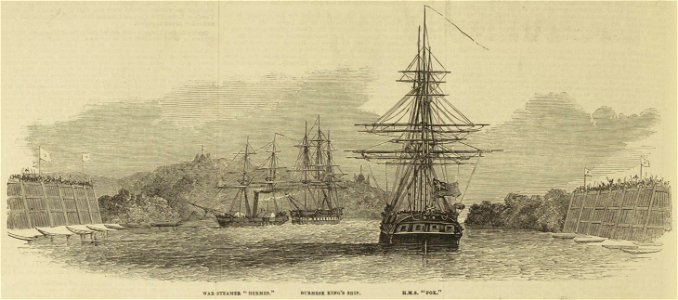 Burmese Stockades. View towards Rangoon - ILN 1852-0327-0004