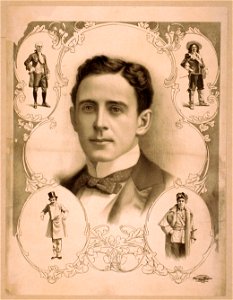 Bust image of man in bowtie surrounded by four images of same man in costume LCCN2014636863