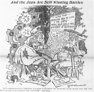 Bushnell cartoon about Imperial Germany advising Imperial Russia on how to fight Imperial Japan