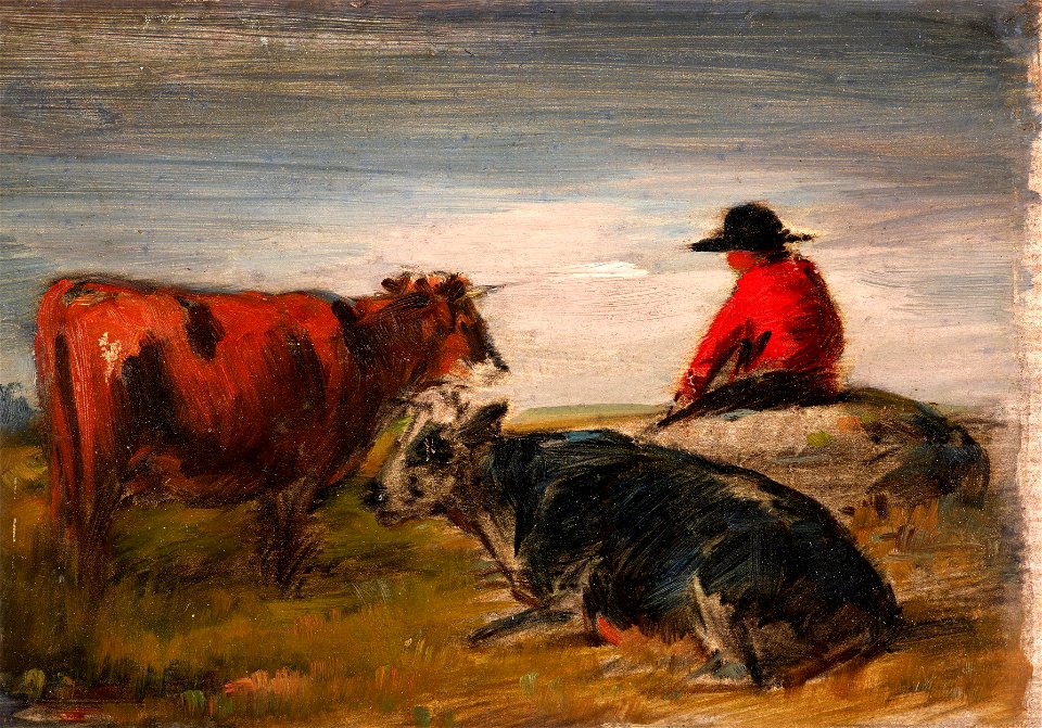 Wilhelm Busch - Hirte mit Kühen (ca. 1885)