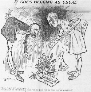 Bushnell cartoon about the 1904 Republican vice-presidential nomination. Free illustration for personal and commercial use.