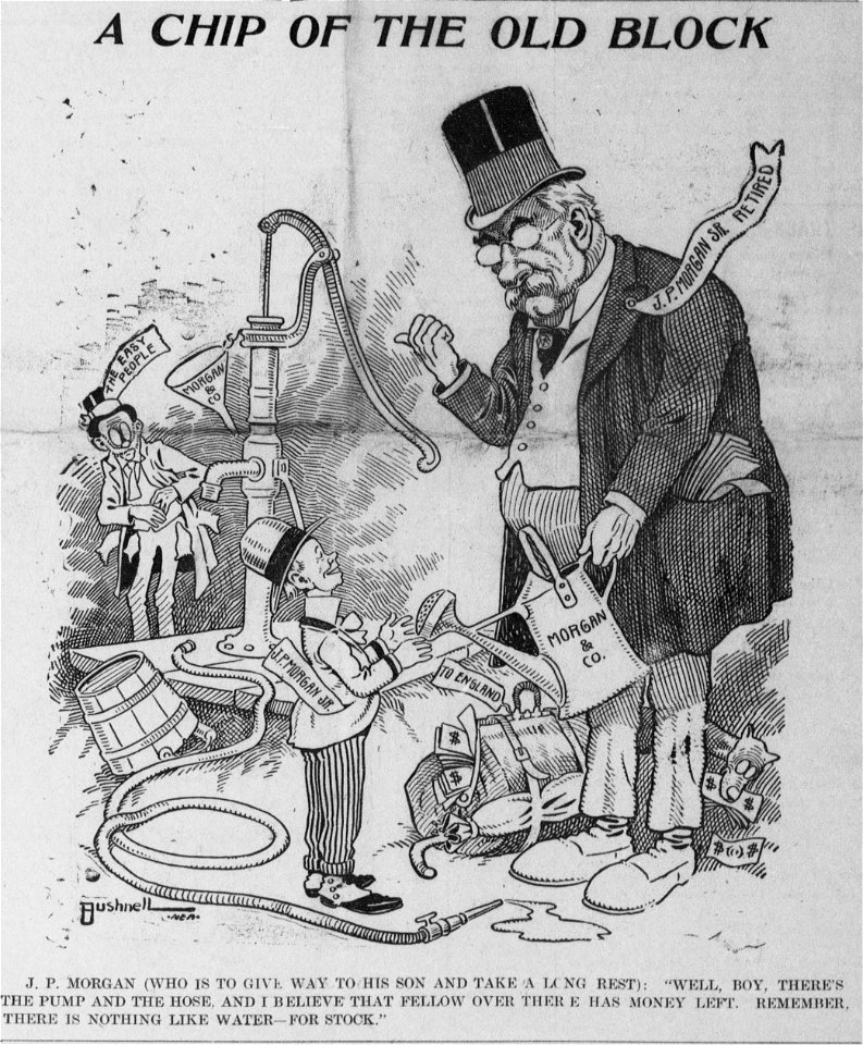 Bushnell cartoon about JP Morgan passing his business on to his son ...