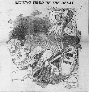 Bushnell cartoon about waiting for the Russo-Japanese War to begin