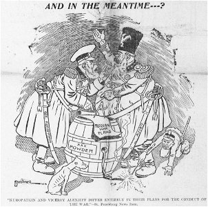 Bushnell cartoon about Russian neglect of Japanese military tactics