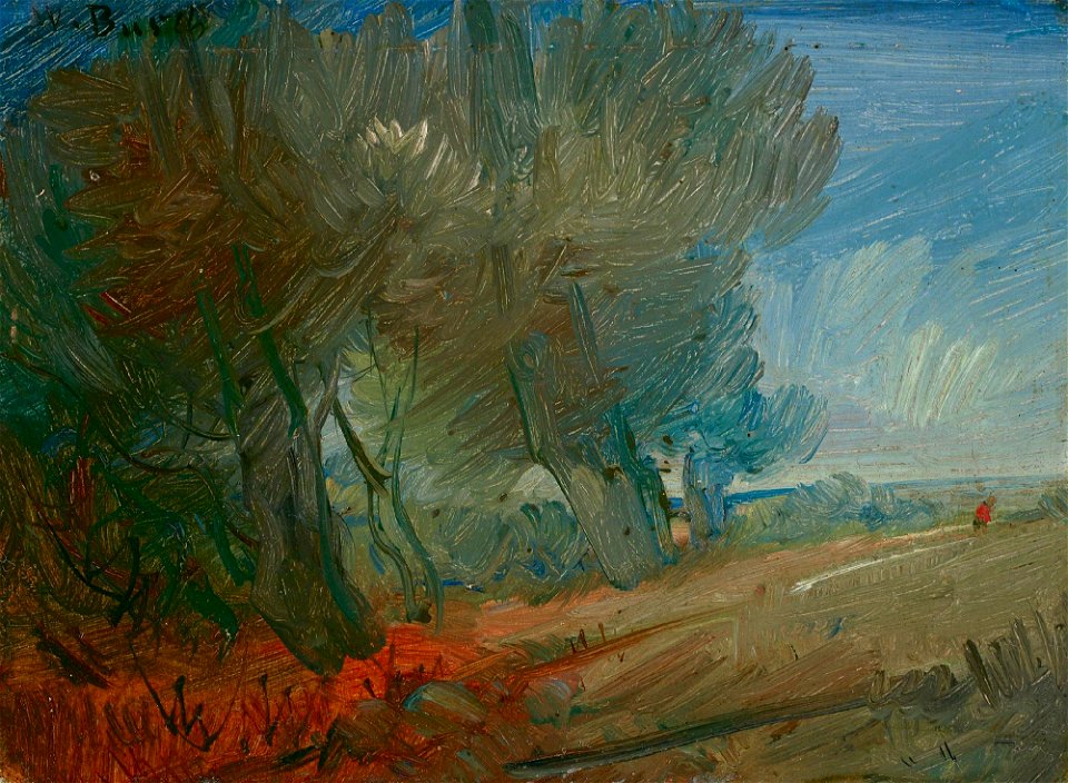 Wilhelm Busch - Waldrand mit Rotjacke (1890)