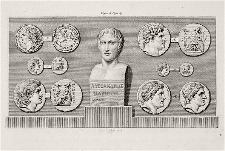 Bust of Alexander the Great, and Hellenistic coins - Choiseul-gouffier Gabriel Florent Auguste De - 1809