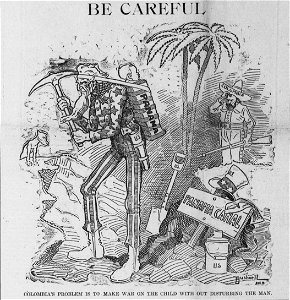 Bushnell cartoon about Colombian interest in Panama (January 4 1904). Free illustration for personal and commercial use.