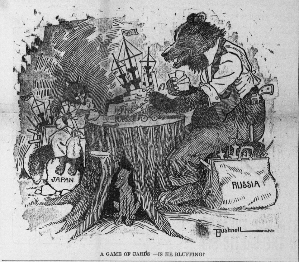 Bushnell cartoon about Russia and Japan bluffing each other