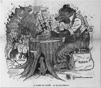 Bushnell cartoon about Russia and Japan bluffing each other